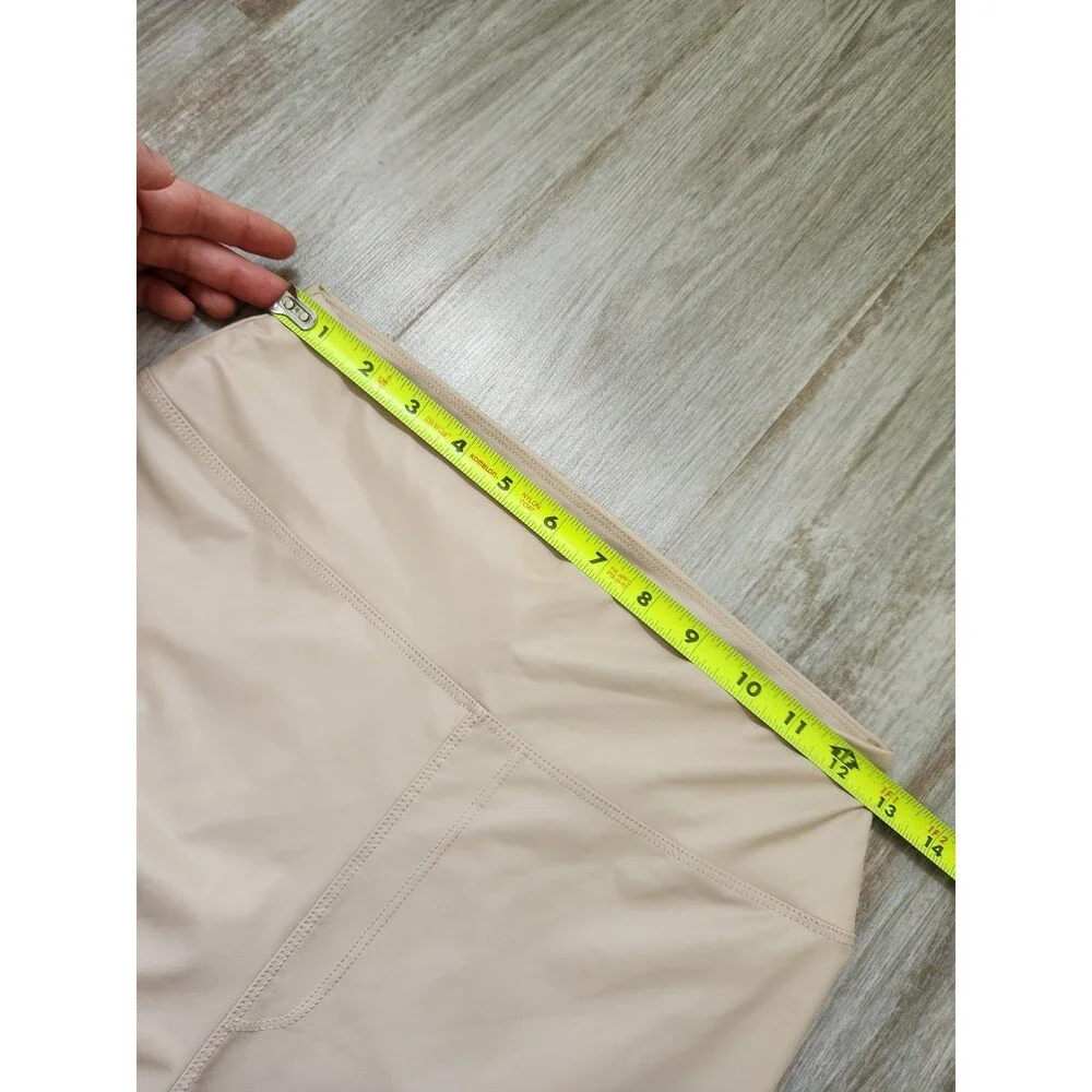 Aerie OFFLINE Nude Beige Pleather Leggings High Waisted Lightweight Yoga L EUC